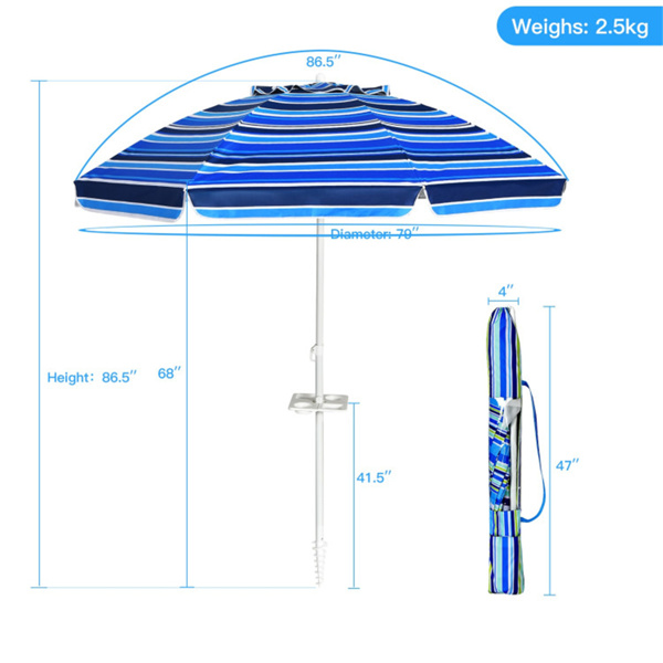 7.2英尺带倾斜机构的户外沙滩伞 海军蓝（WALMART禁止销售）周末不发货-4