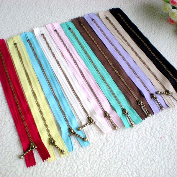 3#号手工DIY闭尾 10色箱包包金属 12cm15cm青古铜拉链 （红色，黄色，蓝色，本白，粉色，绿色，咖啡，紫色，卡其，黑色）-4