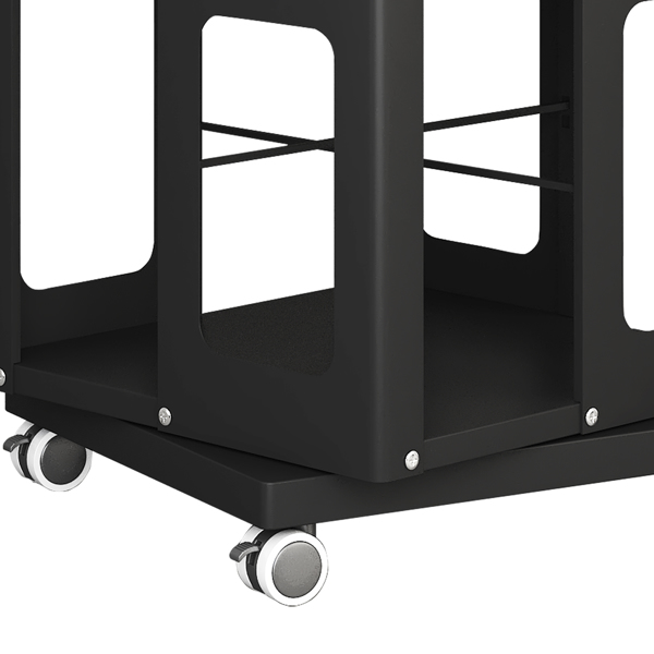 4 层全钢旋转书架，带 360° 轮子，大尺寸坚固宽敞书架，新款黑色书架，易于组装-6