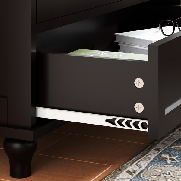 简约黑色餐柜，带双玻璃门和抽屉，现代木质储物餐柜，适用于客厅、餐厅走廊入口（黑色）-17