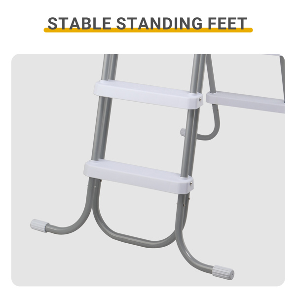 4阶 52in 泳池扶梯 铁 灰色框架+白色踏板 安全梯-8