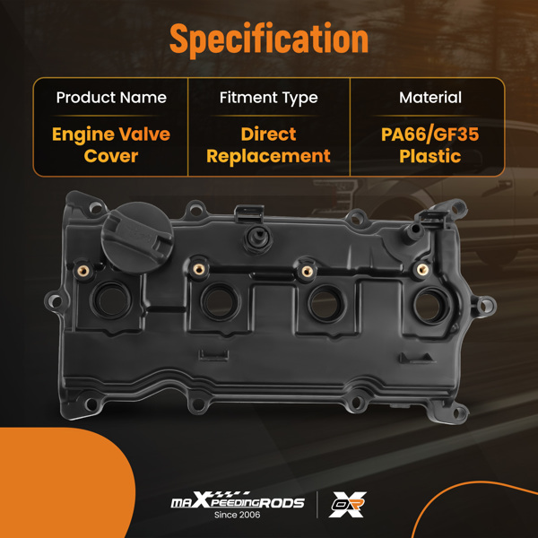  黑色气门盖套件适用于英菲尼迪 QX60 日产 Altima Murano Rogue 2.5L 2014-1017-6