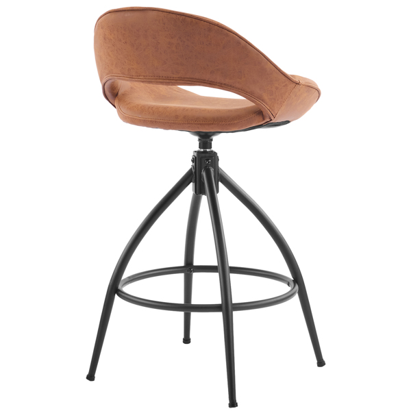 2pcs 镂空靠背 PU 喷塑曲铁脚 吧椅凳 棕色 带转-9