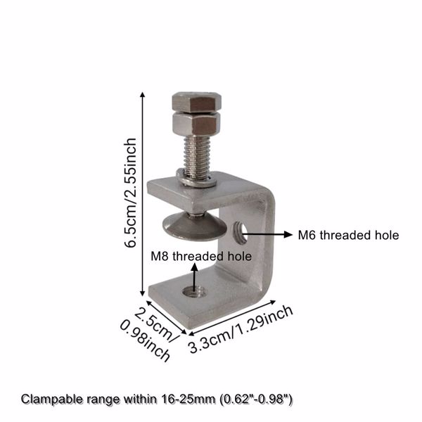 304不锈钢老虎夹U型C型夹卡扣钢结构钢管方管方形固定夹卡箍抱箍（8个）-2