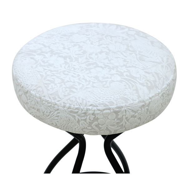 29 英寸花卉印花吧台高吧凳，带脚凳，两件套软垫圆形吧凳，适用于厨房和餐厅（黑白印花）-12