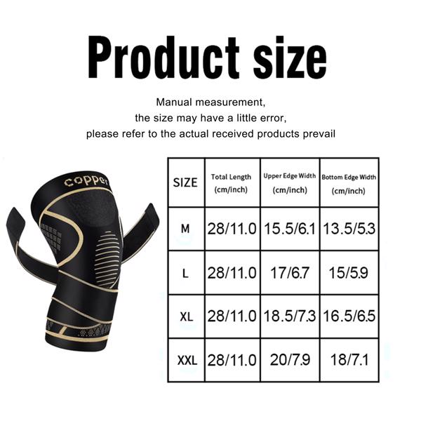 铜质膝支撑带，用于男女膝关节疼痛（1对），膝关节压缩套筒，用于关节炎，前交叉韧带，半月板撕裂，关节疼痛缓解，用于工作，跑步，举重的膝关节支撑（TK和TEMU平台只发自提订单）-6