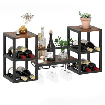 Wall-mounted Wine Rack with Glass Holder
