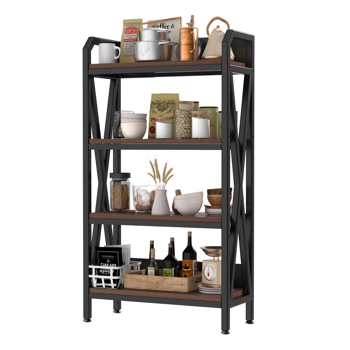 55\\'\\' Bakers Rack 4-Level Storage Shelves Metal and Wooden Kitchen Shelves, Kitchen Organizers and Storage, for Garage, Pantry, Bathroom, Closet ,33.50\\'\\' Length 