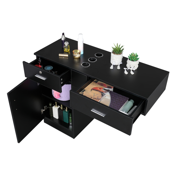 15厘E0刨花板麻面 2抽1锁1门3风筒 沙龙柜 N101 黑色【同款编码 63082170】-7