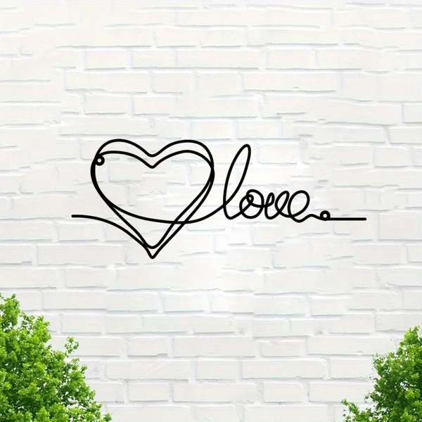 时尚的金属心爱墙装饰拥有极简主义的线条艺术-一个迷人的悬挂装饰，当代墙壁艺术为家庭（TikTok、temu下自提）-31