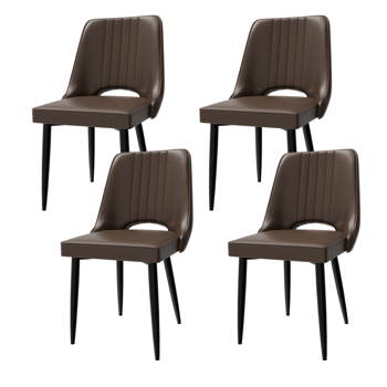 Dining Chairs with Cut-Out Backrest, Modern Kitchen Chair, Scandinavian Faux Leather Chair with High Back for Living Room Kitchen
