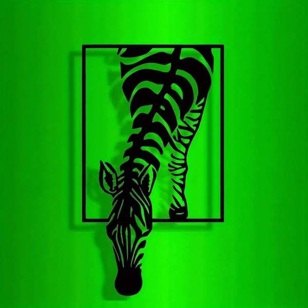 1件超实用极简斑马金属墙艺术，手工铁条装饰，现代黑白动物图案，家庭办公室，咖啡厅，农舍（TikTok、temu下自提）-1