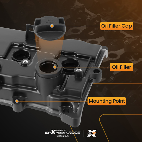  黑色气门盖套件适用于英菲尼迪 QX60 日产 Altima Murano Rogue 2.5L 2014-1017-2