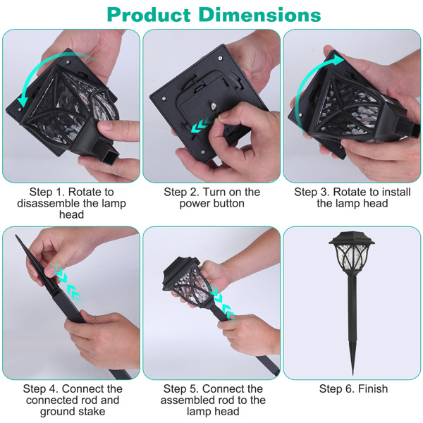 （自提可发加拿大，temu&tk下自提单）6 PCS太阳能灯桩户外装饰景观灯 IP45 防水，自动开启关闭，适用于小径、花园、庭院和露台。-4
