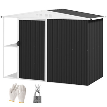 钢制仓库花园工具房7'x 4'白色-AS （ Amazon Shipping）（WalMart禁售）（周末不发货）