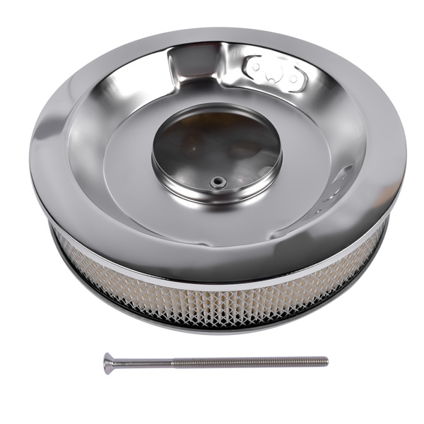 空气滤清器 14" x 3" Half Finned Aluminum Air Cleaner With Recessed Base and Paper Element Polished-5