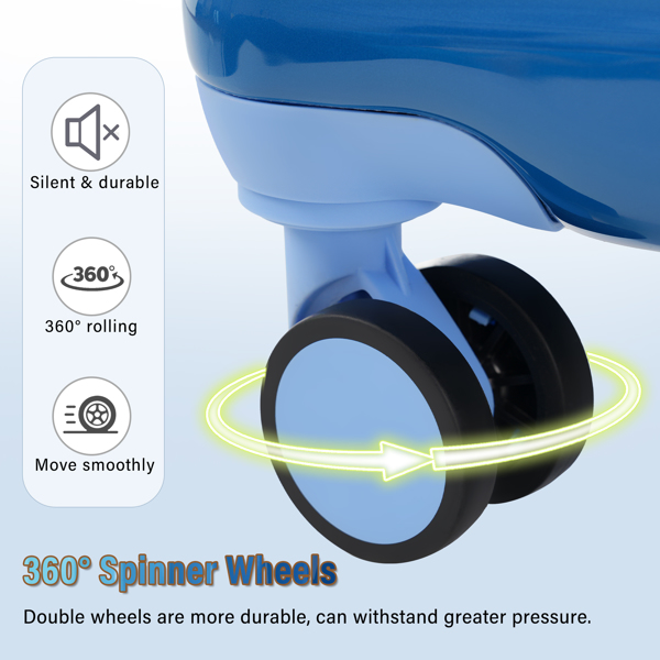 20英寸带杯架的随身行李箱 - 轻质亮面硬壳行李箱，带万向轮、TSA锁、航空认证，两件套-11