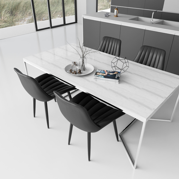 餐椅，现代厨房椅，北欧仿皮高背椅，适用于客厅厨房-8