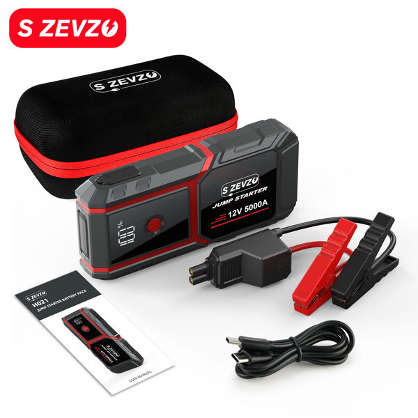（亚马逊禁售，周末不处理订单）S ZEVZO  H021  16000mAh 应急启动电源 灰红色 美规 5000A 便携式应急启动电源-4