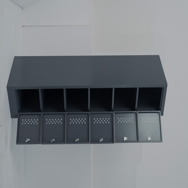 金属车库储物柜，六个独立储物隔间 - 70.98 英寸钢制锁柜，适用于车库和仓库（灰色）-2