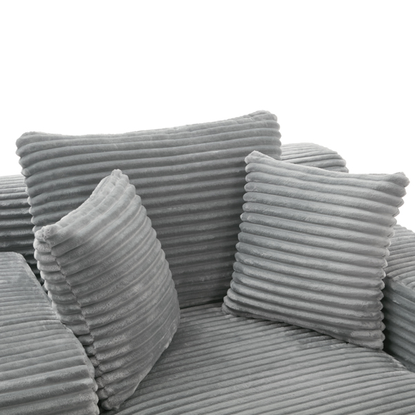 全压缩躺椅沙发床 48.8 英寸软垫沙发床，带可拆卸枕头，现代卧铺沙发，适用于客厅和卧室，灰色-16