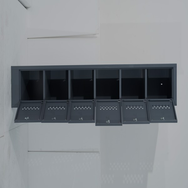 金属车库储物柜，六个独立储物隔间 - 70.98 英寸钢制锁柜，适用于车库和仓库（灰色）-3