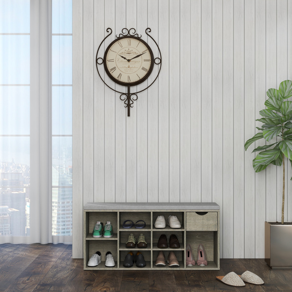 储物凳、换鞋凳、带软垫、抽屉和开放式隔间的玄关凳、带储物功能的长凳、三层鞋架长凳-14