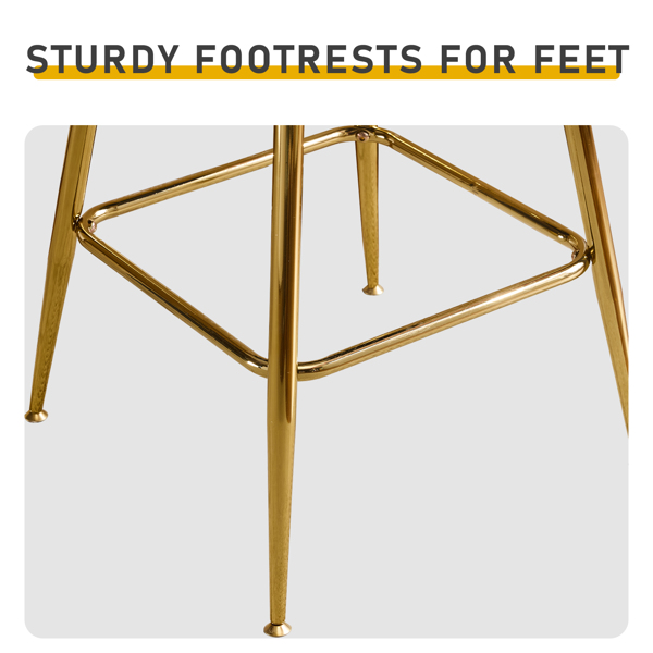 2pcs 粗条绒 电镀金铁脚 吧椅凳 蓝色-6