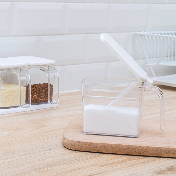 厨房调味瓶调味料收纳盒 带勺子 优雅白-2