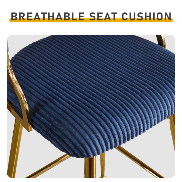 2pcs 粗条绒 电镀金铁脚 吧椅凳 蓝色-8