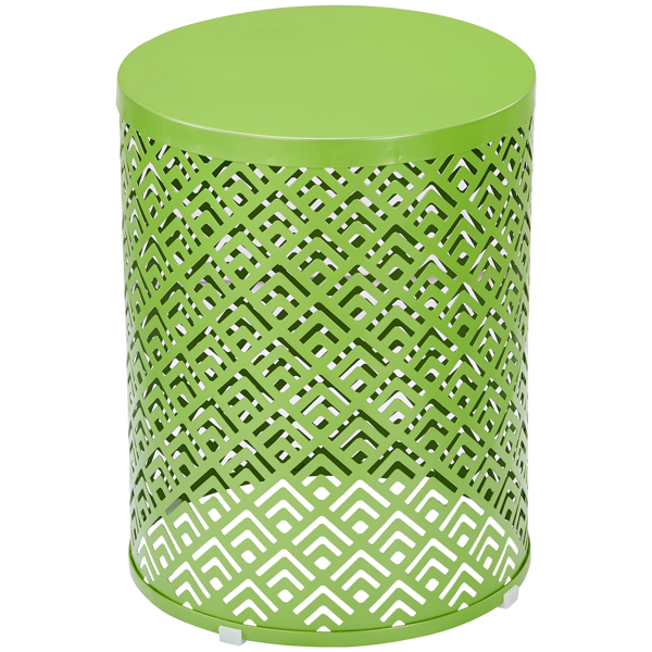3pcs  回字花纹  桶形 绿色 15.7/13.7/11.8inch 庭院堆叠铁边桌-1