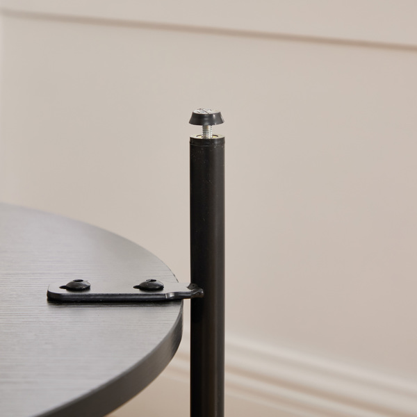 30.9 英寸宽软垫圆形脚凳咖啡桌脚凳，带黑色金属腿，带木质开放式储物架，人造毛皮脚凳，适用于客厅、卧室、入口酒店。棕色-10