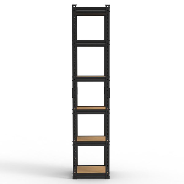 6层 可自由调节层间距 葫芦形孔位 带手套橡胶锤 展示架 铁 40*40*184cm 黑色铁件原木色中纤层板-6