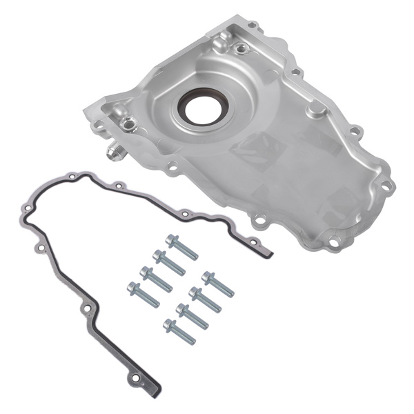 时规盖 Timing Cover w/ 10AN Turbo Oil Drain Fittings Fit for LS Gen 3 4.8L 5.3L 5.7L 6.0L-5