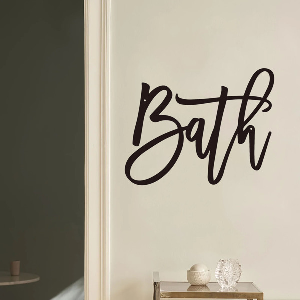 现代农家乐设计浴室标志：浴室金属字墙装饰的化妆室和浴室。这个墙壁雕塑为您的洗手间墙壁带来了优雅和永恒的吸引力，创造了一个放松和诱人的空间（TikTok、temu下自提）-31