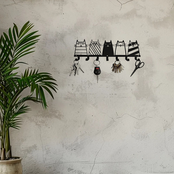 可爱的猫装饰挂钩。七钩键钩架，转换成一个高品质的现代壁挂式衣架（TikTok、temu下自提）-40