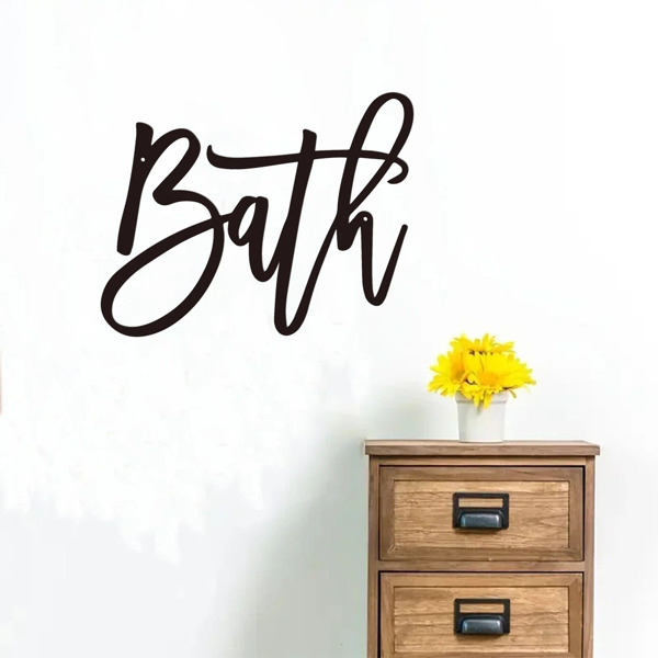 现代农家乐设计浴室标志：浴室金属字墙装饰的化妆室和浴室。这个墙壁雕塑为您的洗手间墙壁带来了优雅和永恒的吸引力，创造了一个放松和诱人的空间（TikTok、temu下自提）-28