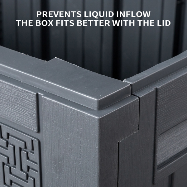 90gal 灰色 迷宫纹 塑料 注塑 庭院塑料收纳箱-6