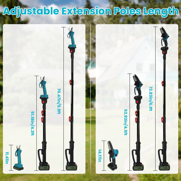 （物流随机发，自提可发加拿大）-4 合 1 树杆修枝剪，用于修剪树木的电动修枝剪和树杆锯，带 7 个可调节的头部角度，充电式树杆剪和电池树杆锯，带 2 块 3000mAh 可充电电池-12