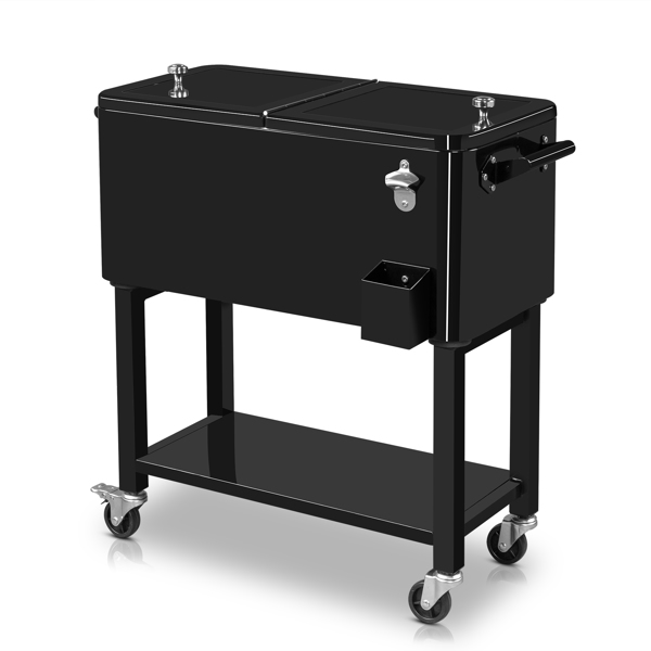 80qt 黑色 冷冻保温推车 86*39*91cm 长方形 塑料箱体 铁脚管 冷冻保温 上下可分离-30