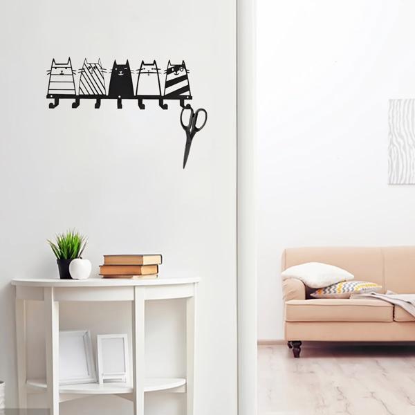 可爱的猫装饰挂钩。七钩键钩架，转换成一个高品质的现代壁挂式衣架（TikTok、temu下自提）-8