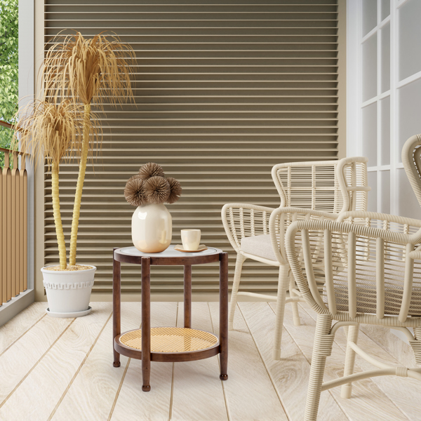 19.7in 双层 胡桃色 庭院木边桌 玻璃 橡胶木 PE藤-11