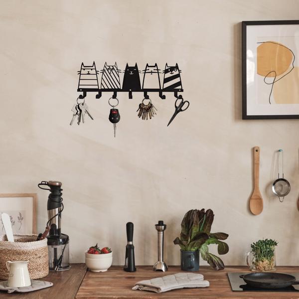 可爱的猫装饰挂钩。七钩键钩架，转换成一个高品质的现代壁挂式衣架（TikTok、temu下自提）-18