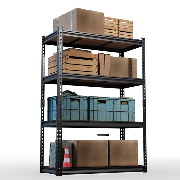 4层 可自由调节层间距 葫芦形孔位 带手套橡胶锤 展示架 铁 122*45*153.5cm 黑色铁件原木色中纤层板-17