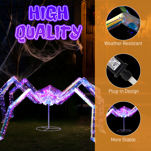 3ft  棱镜蜘蛛 幻彩 340紫色铜丝灯 4.5V 3.6W 万圣站立装饰 美规-4