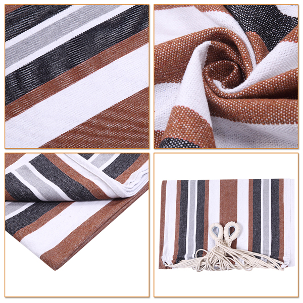 9ft 咖啡条 黑底银花架子 2*1.5m涤棉吊床 铁吊床套装 330.00lbs-3