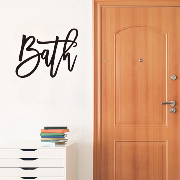 现代农家乐设计浴室标志：浴室金属字墙装饰的化妆室和浴室。这个墙壁雕塑为您的洗手间墙壁带来了优雅和永恒的吸引力，创造了一个放松和诱人的空间（TikTok、temu下自提）-22