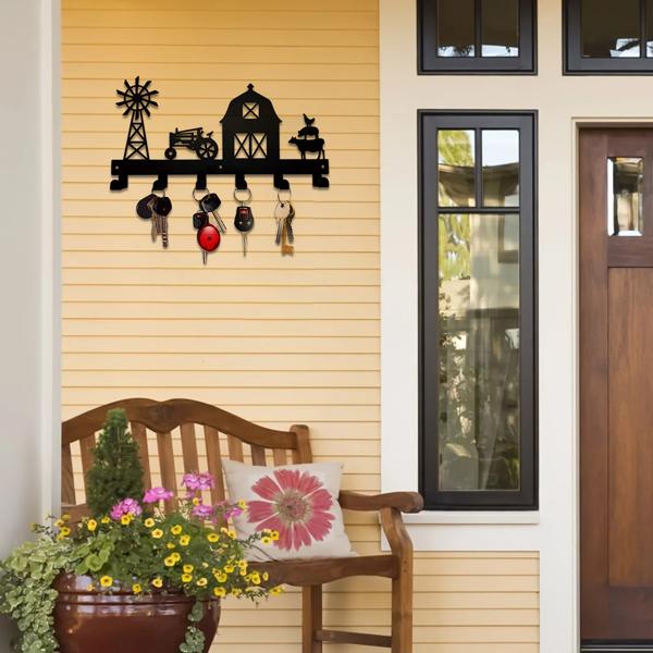 1PC，坚固的金属挂壁式储物架，带挂钩，非常适合挂外套，钥匙，毛巾等。一个多功能和实用的支架。实用钩子。（TikTok、temu下自提）-25