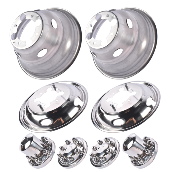 轮毂盖 Stainless Steel Dual Wheel Simulator Covers Fit for 2003-2018 Replacement for Dodge Replacement for Ram 3500 17"-8