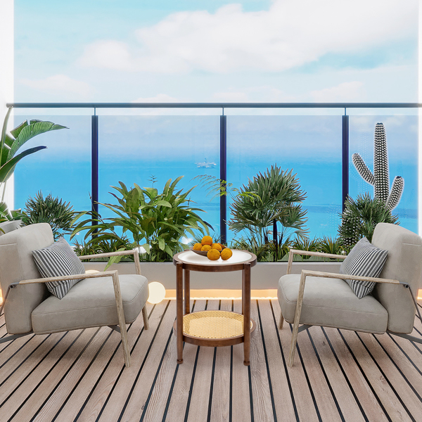 19.7in 双层 胡桃色 庭院木边桌 玻璃 橡胶木 PE藤-10